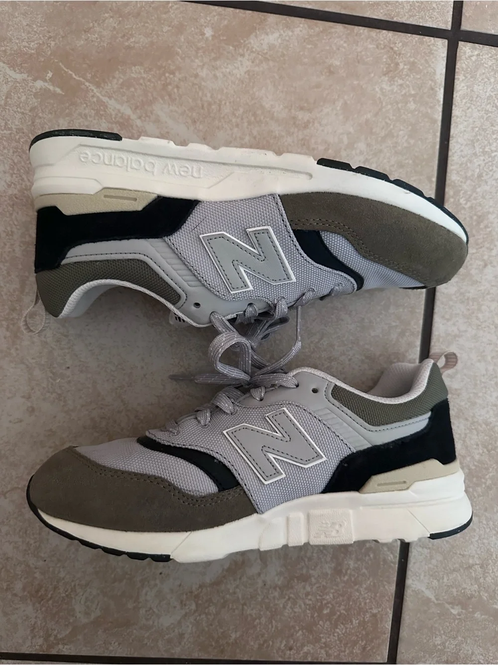 New Balance 997H Sneakers in Covert Green and Raincloud colorway